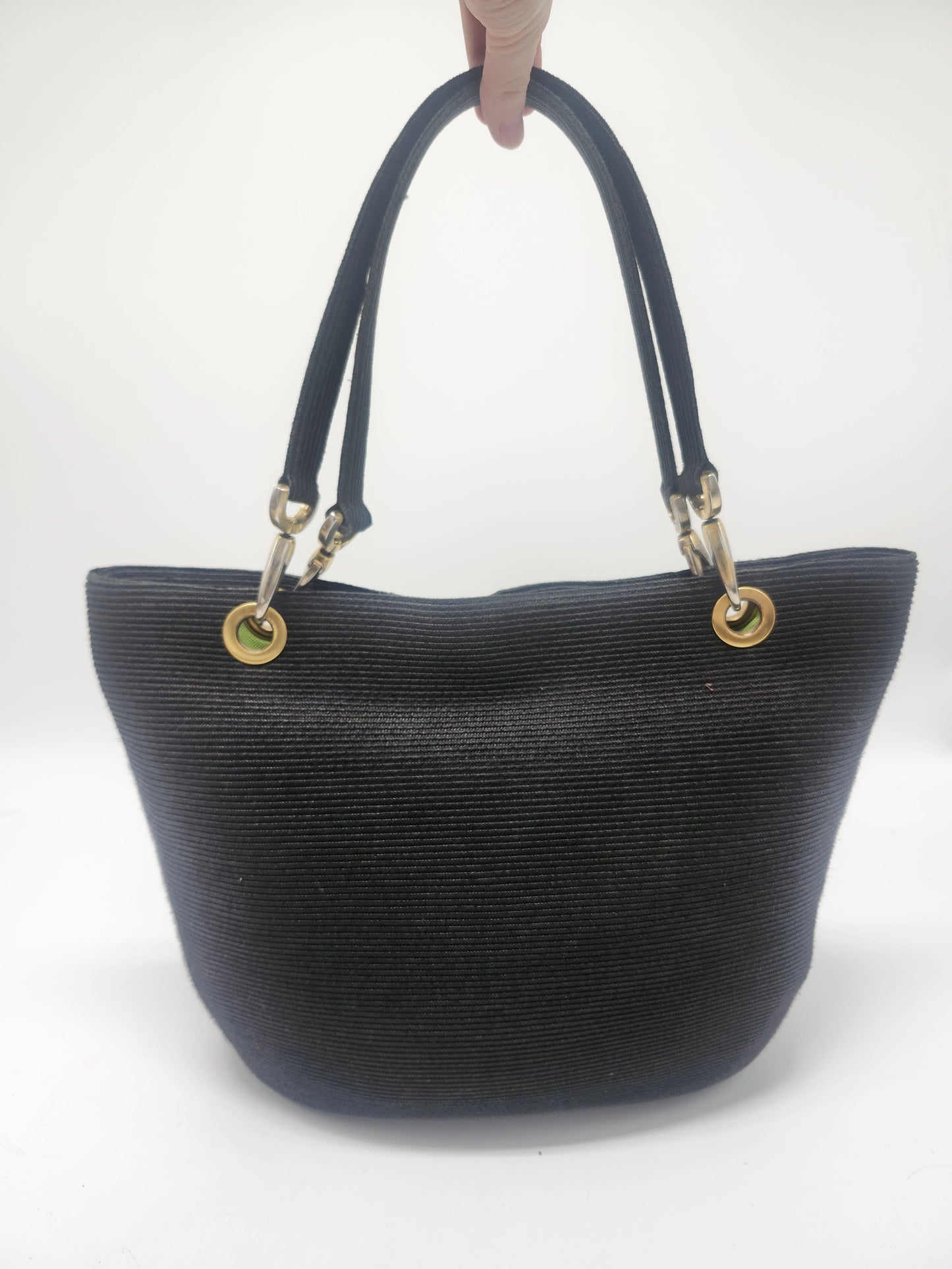 Eric Javitz "Raffia" Black Woven Summer Tote Bag