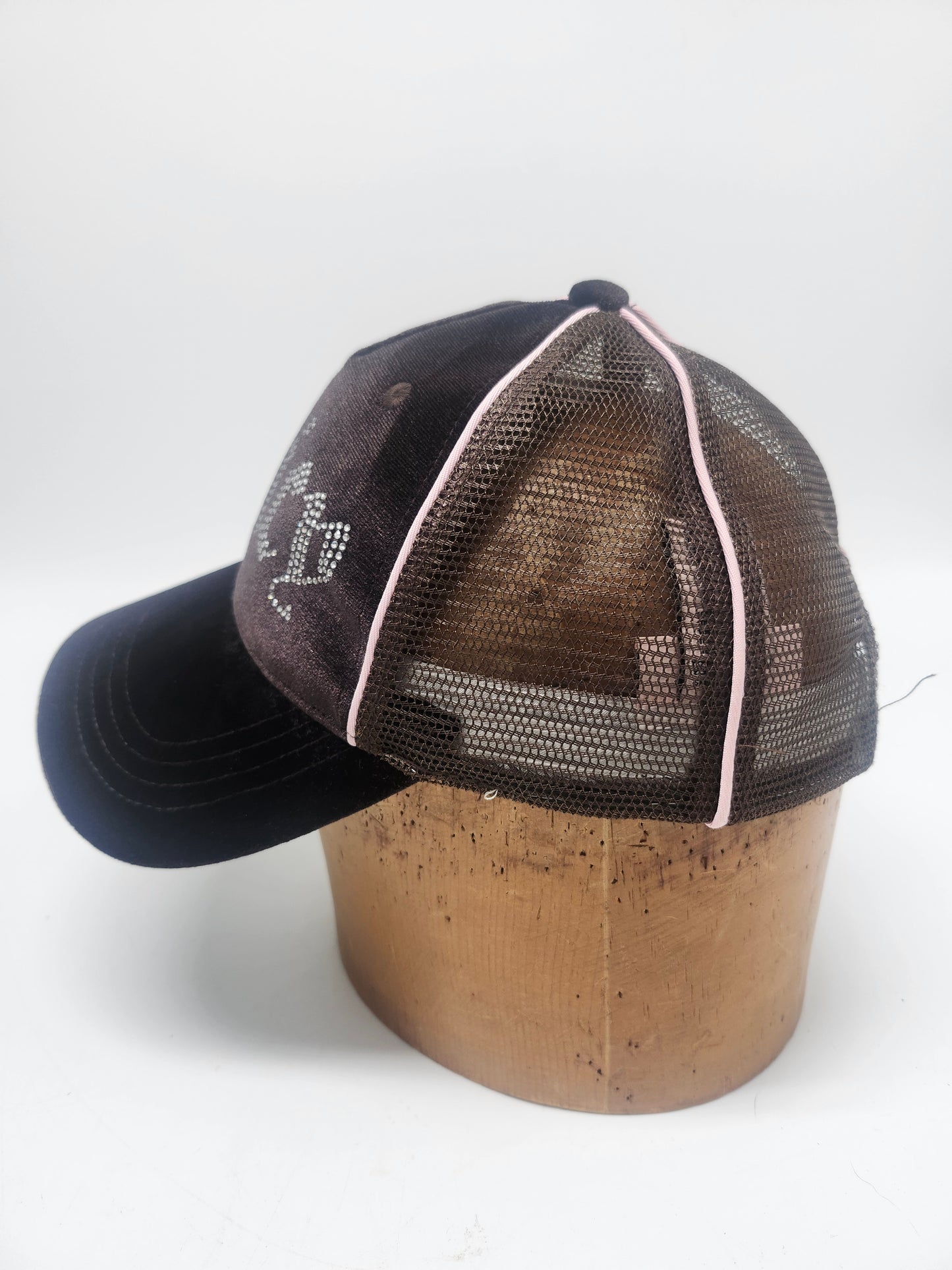 Juicy Couture Y2K Velour Pink & Brown Trucker Hat