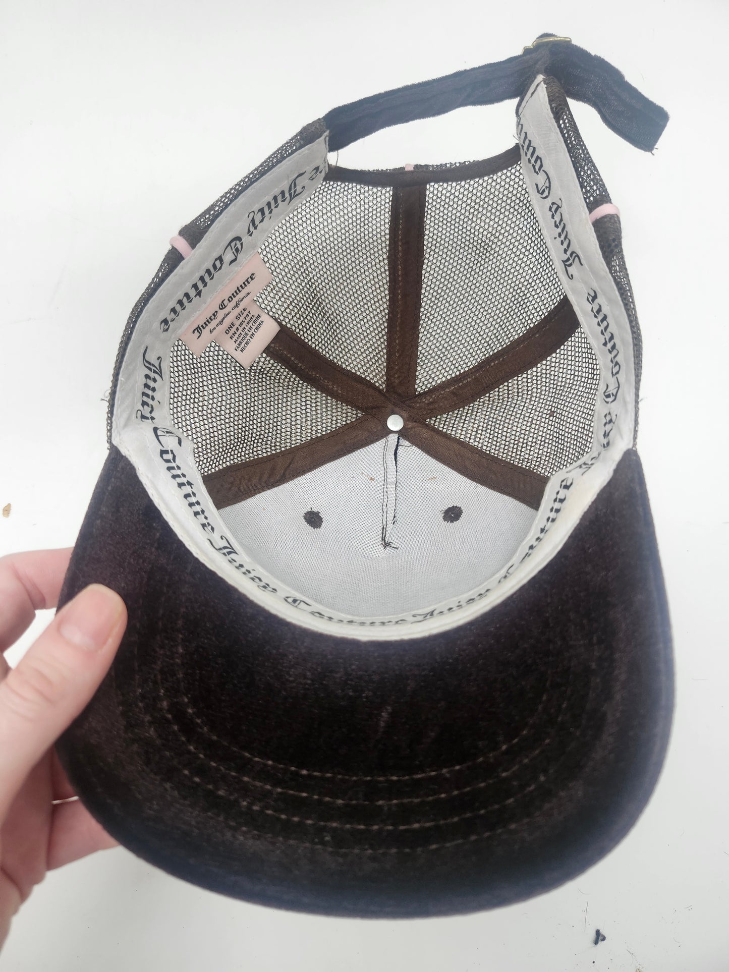 Juicy Couture Y2K Velour Pink & Brown Trucker Hat