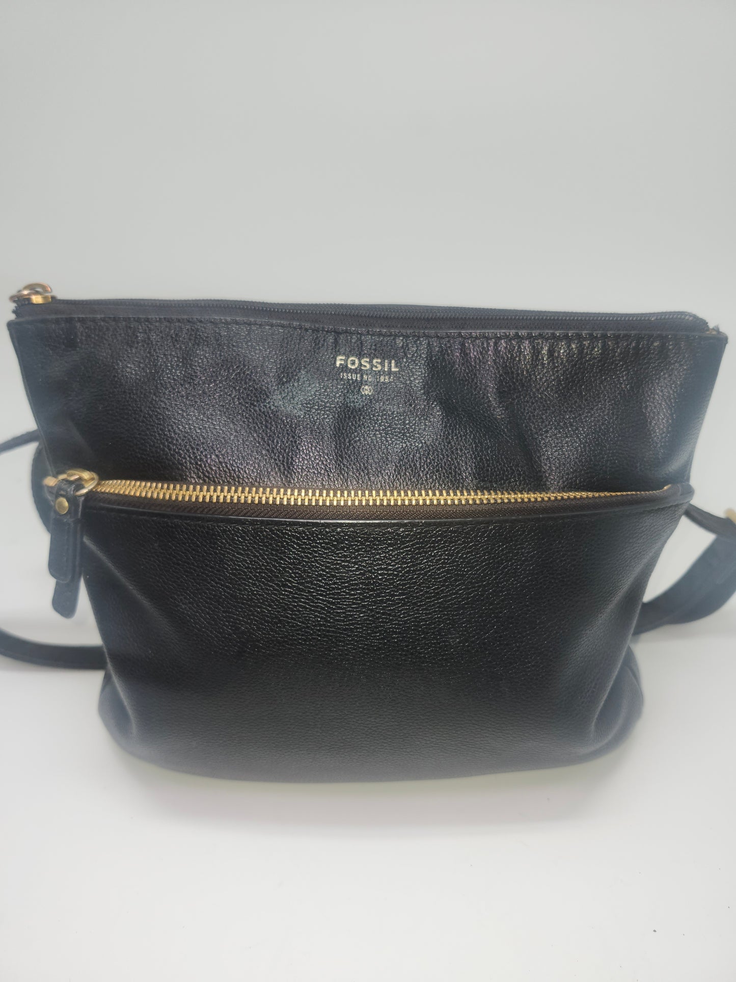 -Fossil- "Tinsley" Pebbled Black Leather Crossbody