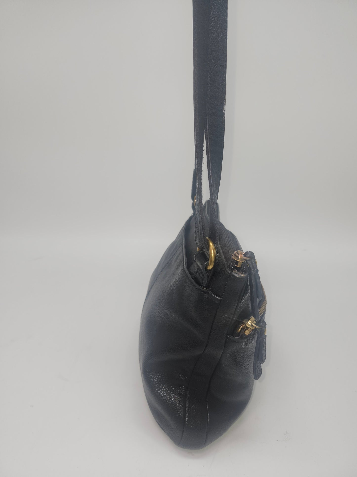 -Fossil- "Tinsley" Pebbled Black Leather Crossbody