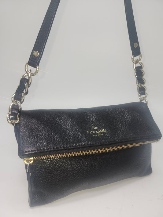 *Kate Spade* "Cobble Hill Marsala" Black Pebbled Leather Crossbody Bag