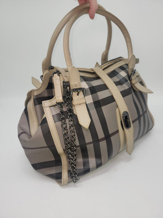 *Burberry* Smoked Check Bartow Bowler Bag