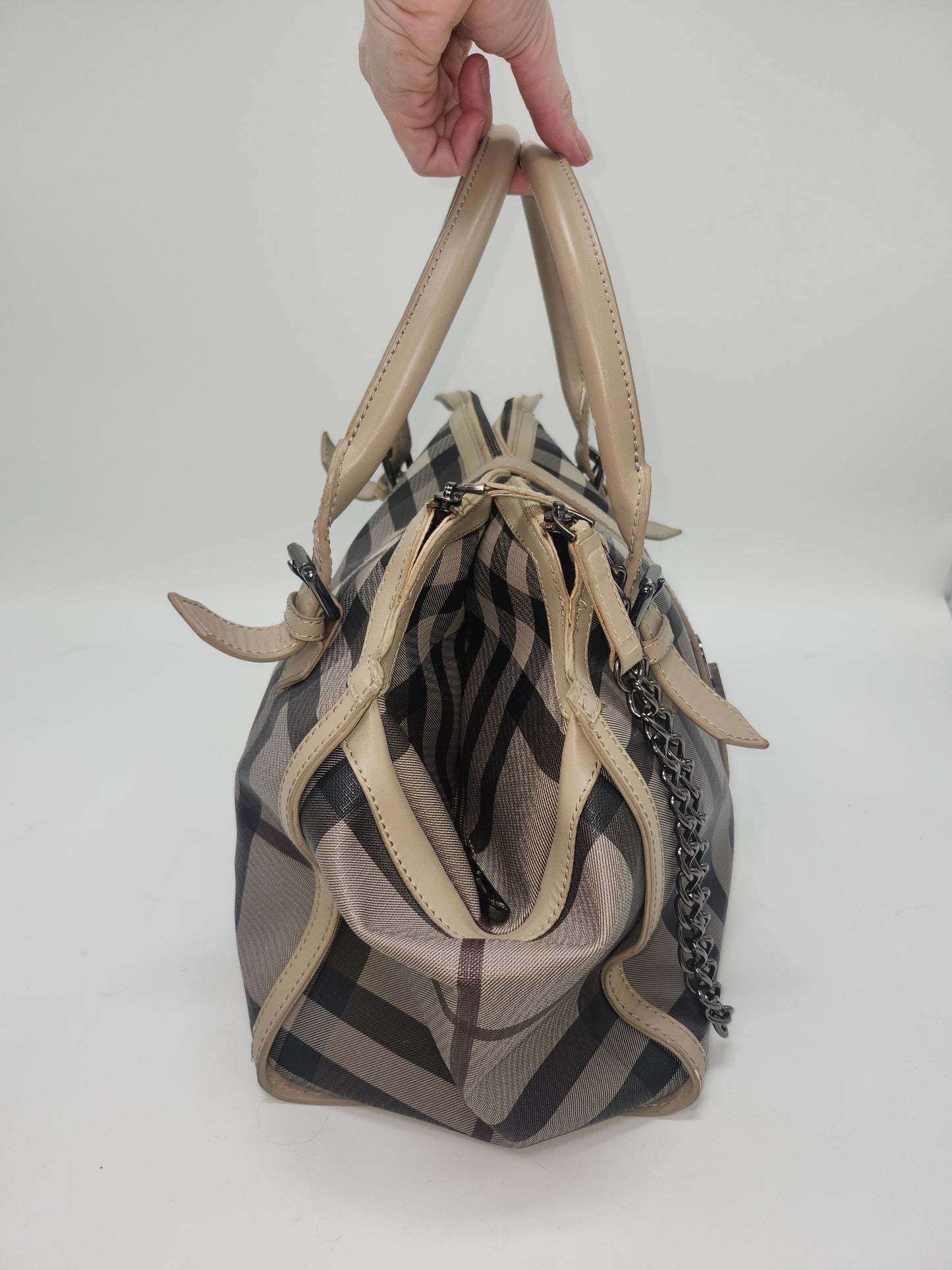 *Burberry* Smoked Check Bartow Bowler Bag