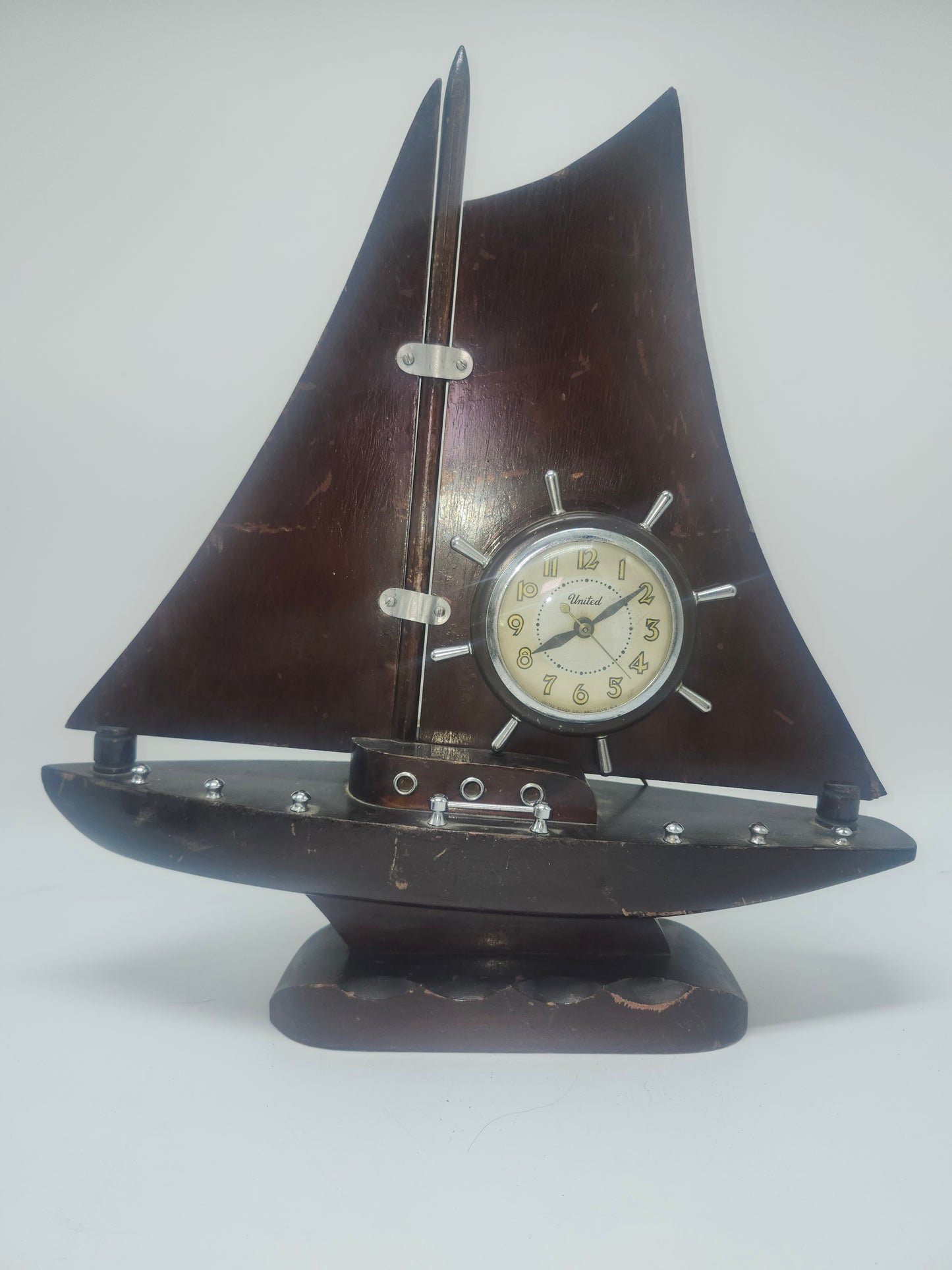 MCM Nautical Wooden Clock by United Company