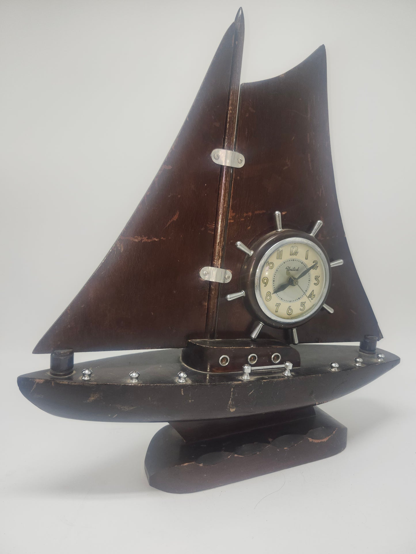 MCM Nautical Wooden Clock by United Company