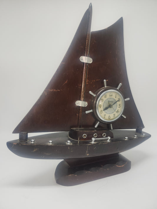 *Vintage* MCM Nautical Wooden Clock by United Company