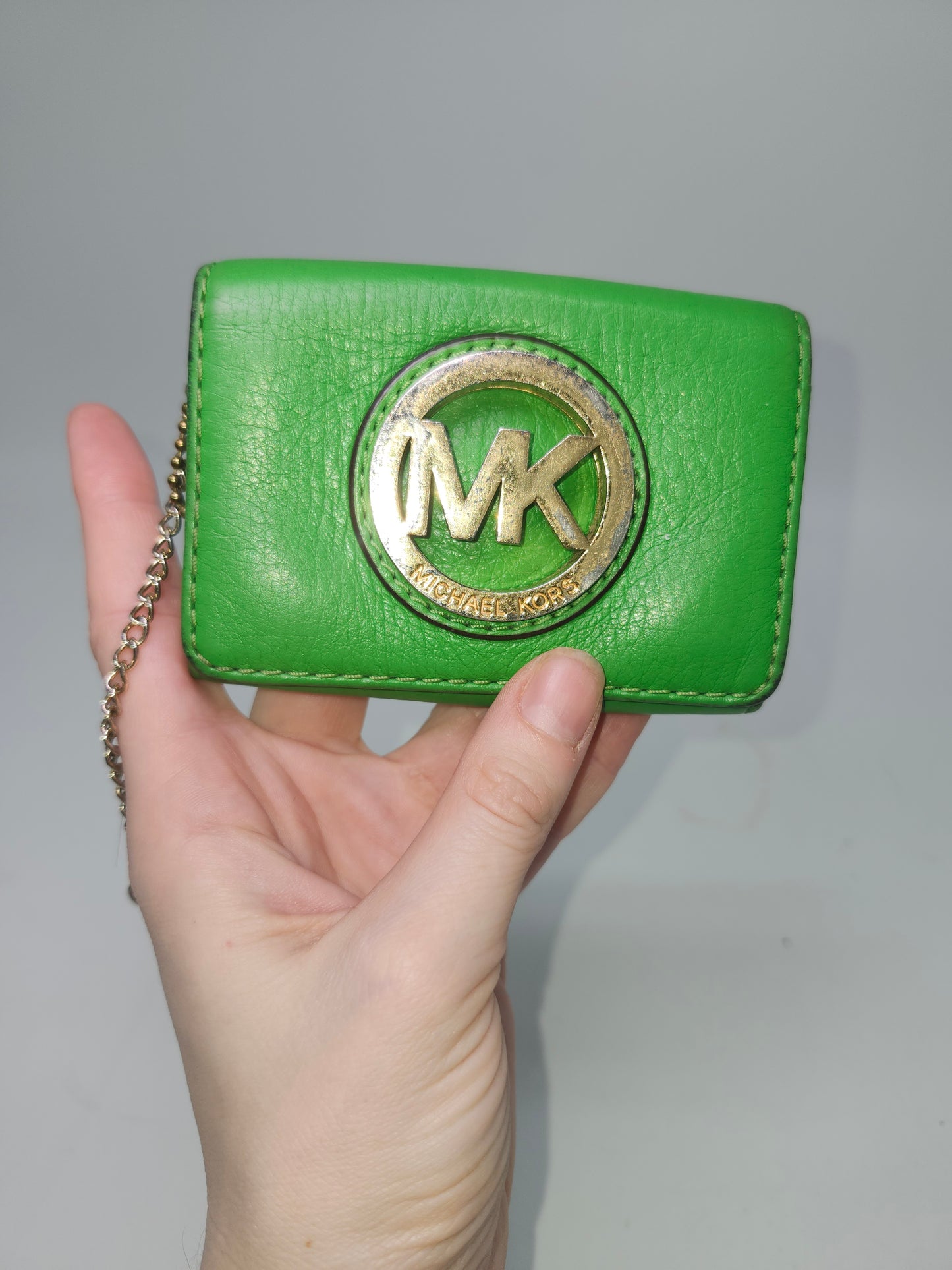 Michael Kors "Fulton" Palm Card Case in Neon Green