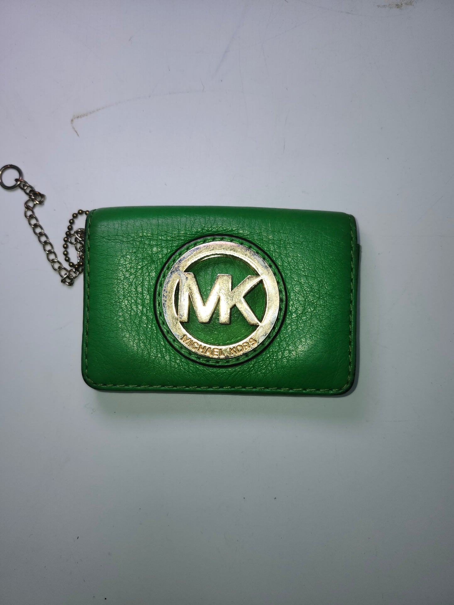 Michael Kors "Fulton" Palm Card Case in Neon Green