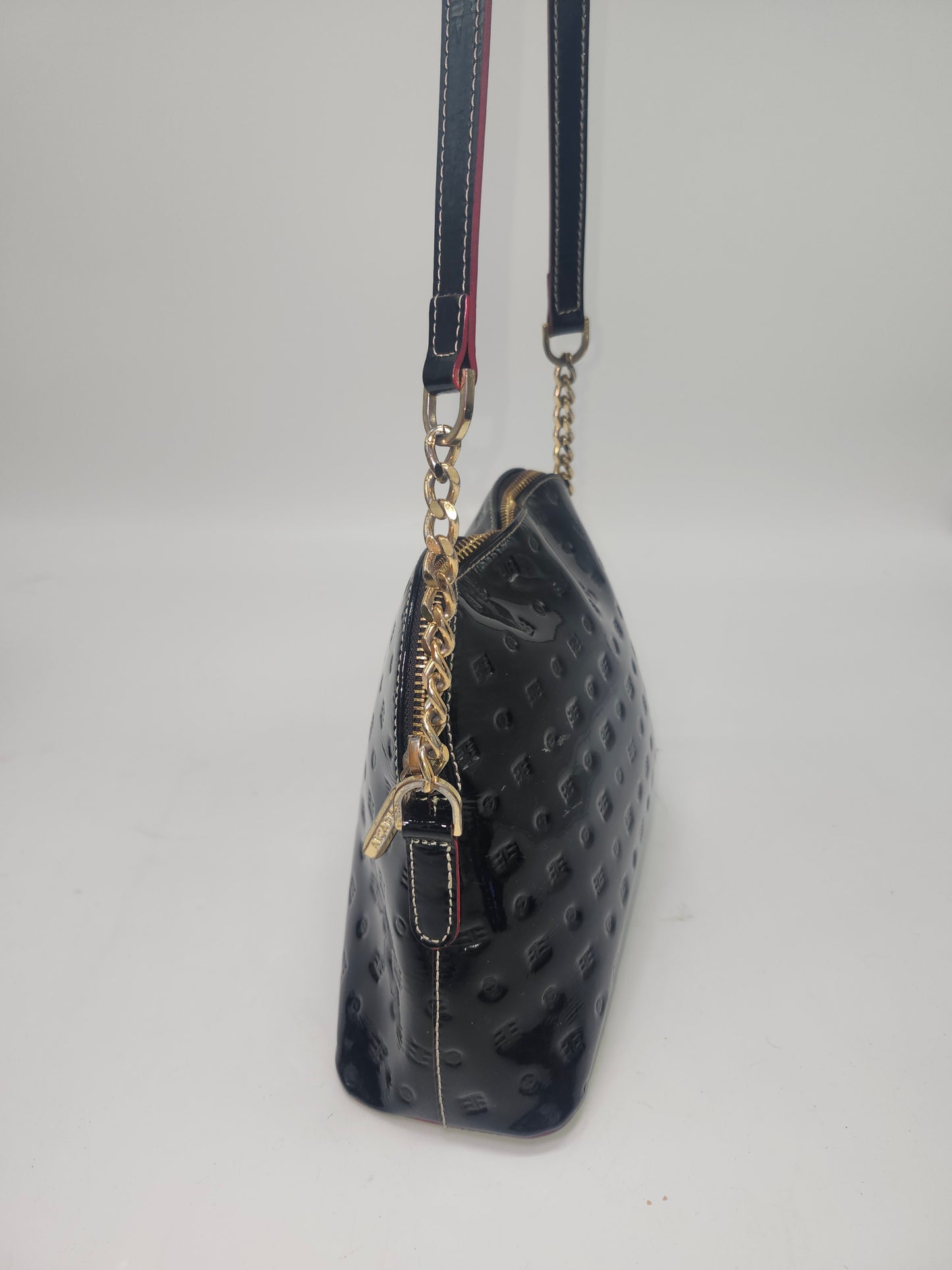 -Arcadia- Black Patent Leather Crossbody Bag