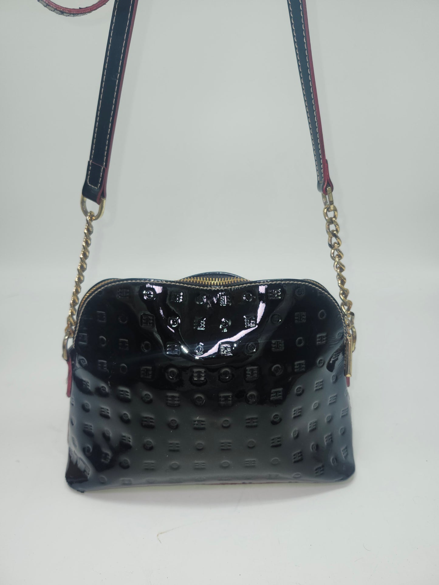 -Arcadia- Black Patent Leather Crossbody Bag