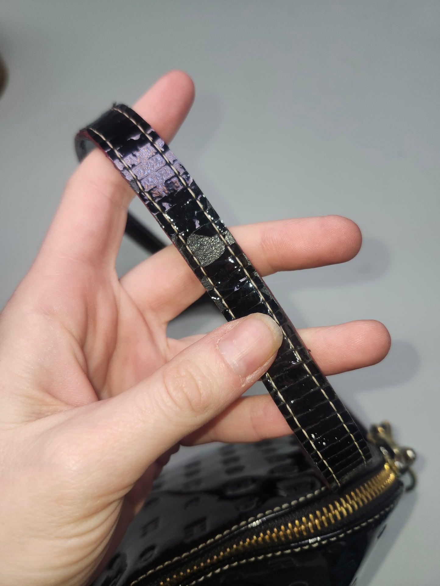 -Arcadia- Black Patent Leather Crossbody Bag