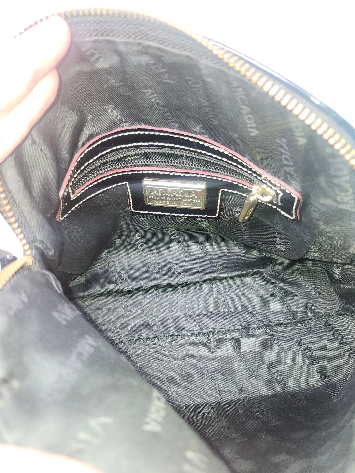 -Arcadia- Black Patent Leather Crossbody Bag