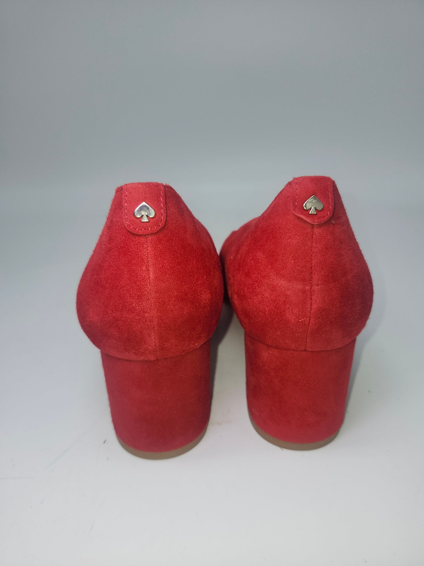 -Kate Spade- "Mindie" Red Suede Scalloped Block Heels NWT Size 9.5