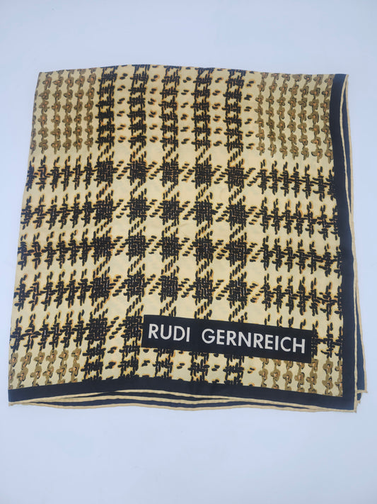 ~Rudi Gernreich~ XL Houndstooth Print Silk Scarf
