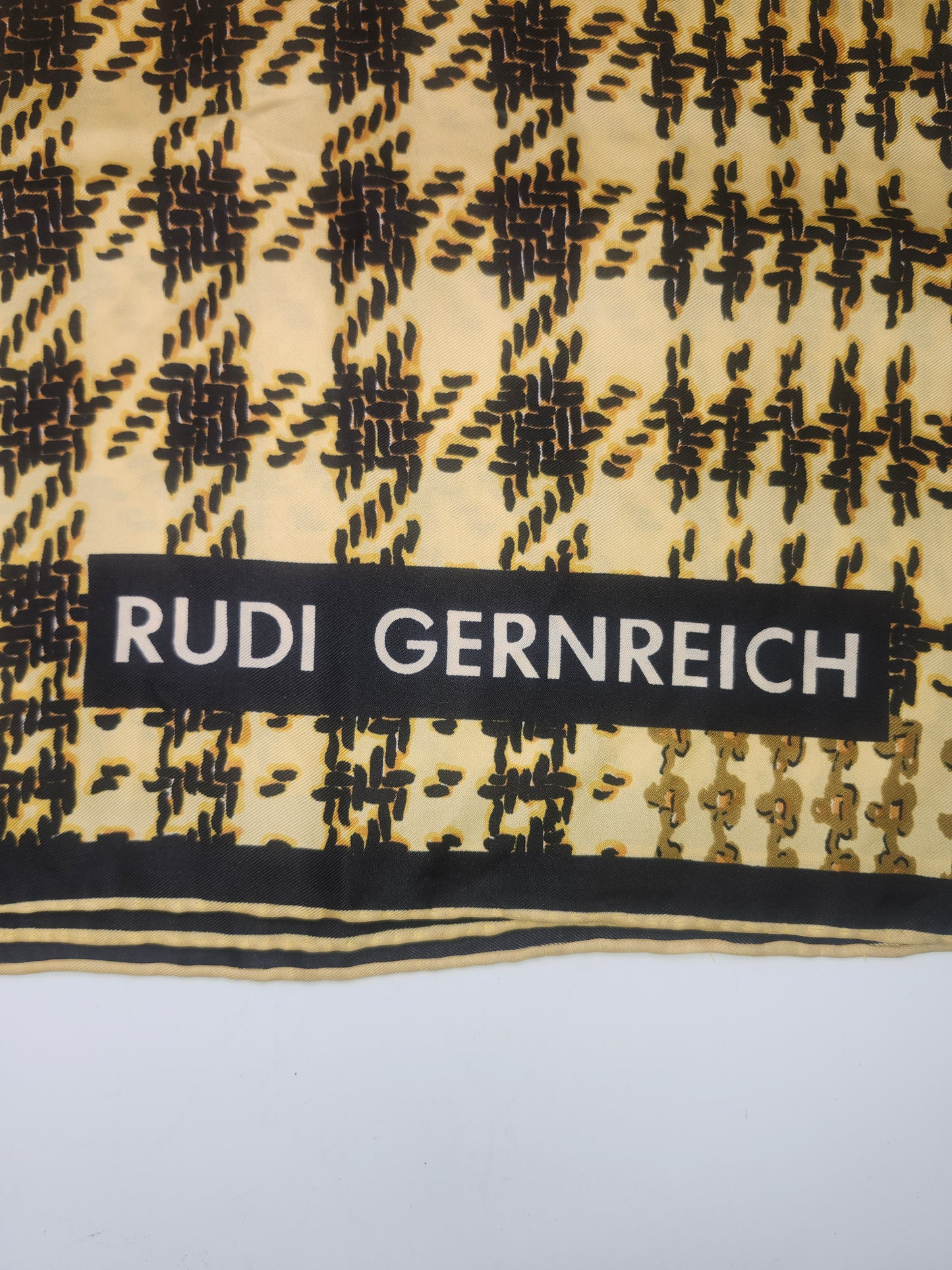 ~Rudi Gernreich~ XL Houndstooth Print Silk Scarf