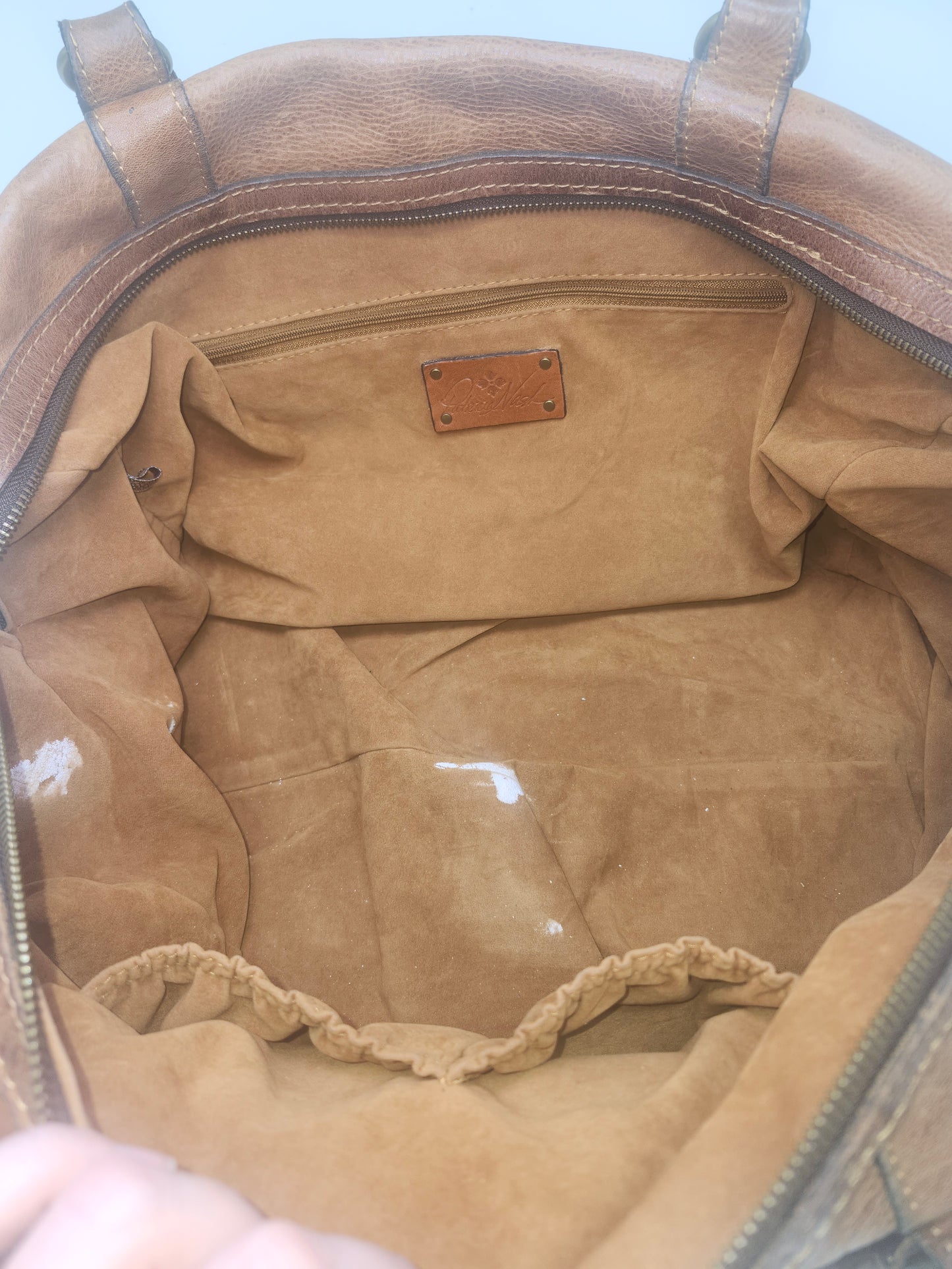 -Patricia Nash- Distressed Brown Leather Carry-on Duffel Bag/Weekender