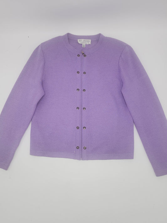 *Vintage* St. John Purple Knit Sweater with Logo Hardware Size 12