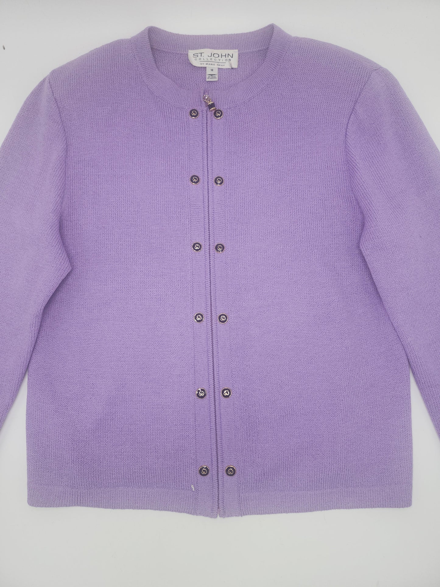St. John Purple Knit Sweater with Logo Hardware Size 12