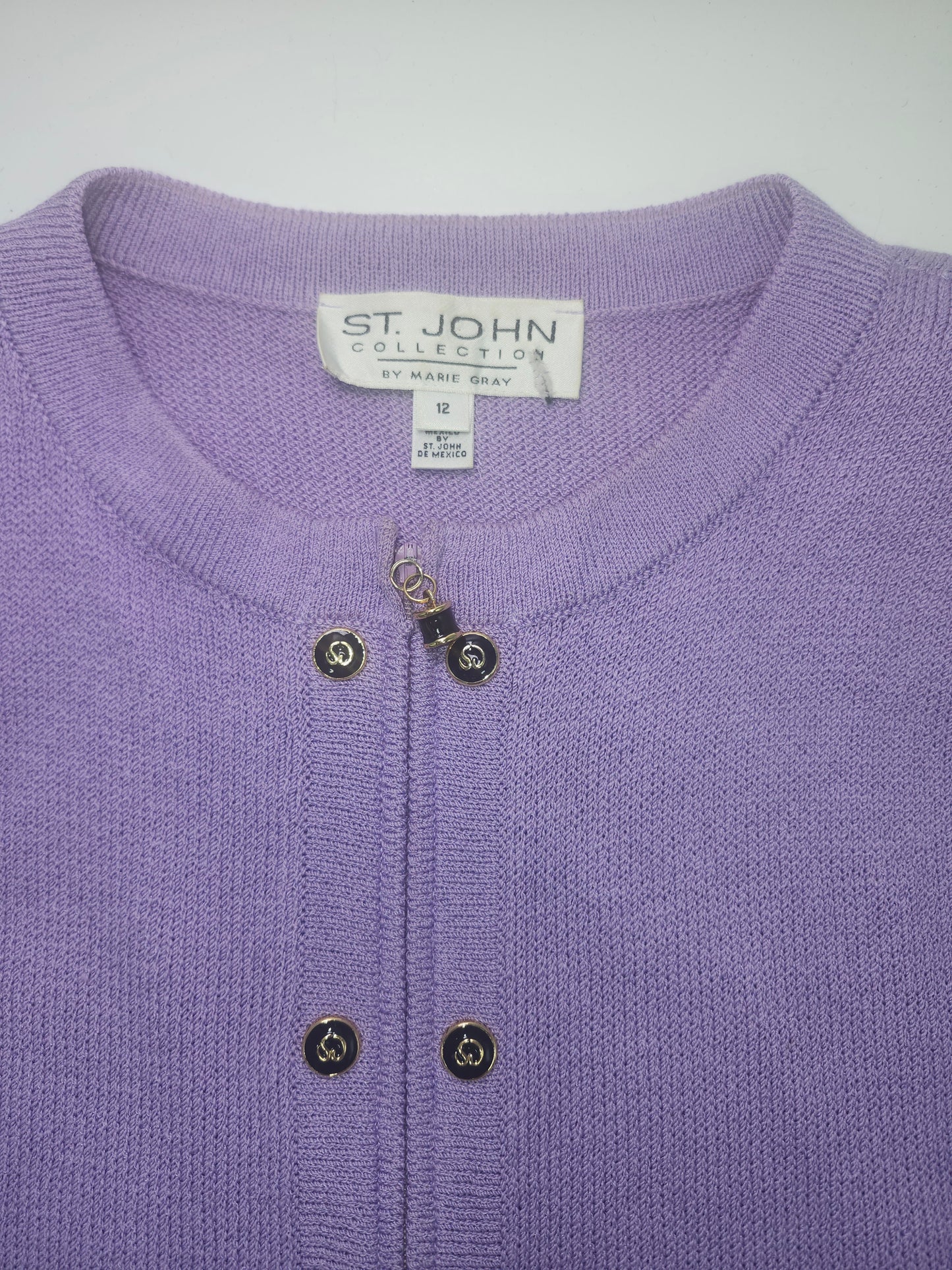 St. John Purple Knit Sweater with Logo Hardware Size 12