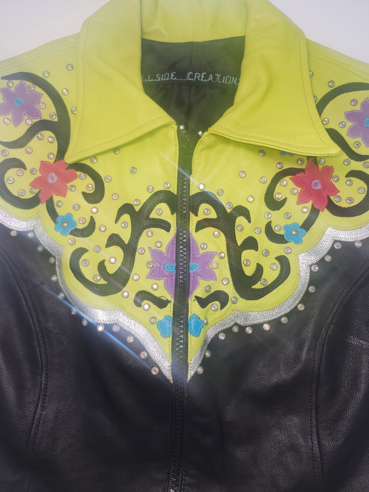 -Western Style- Neon 1980s Leather Vest