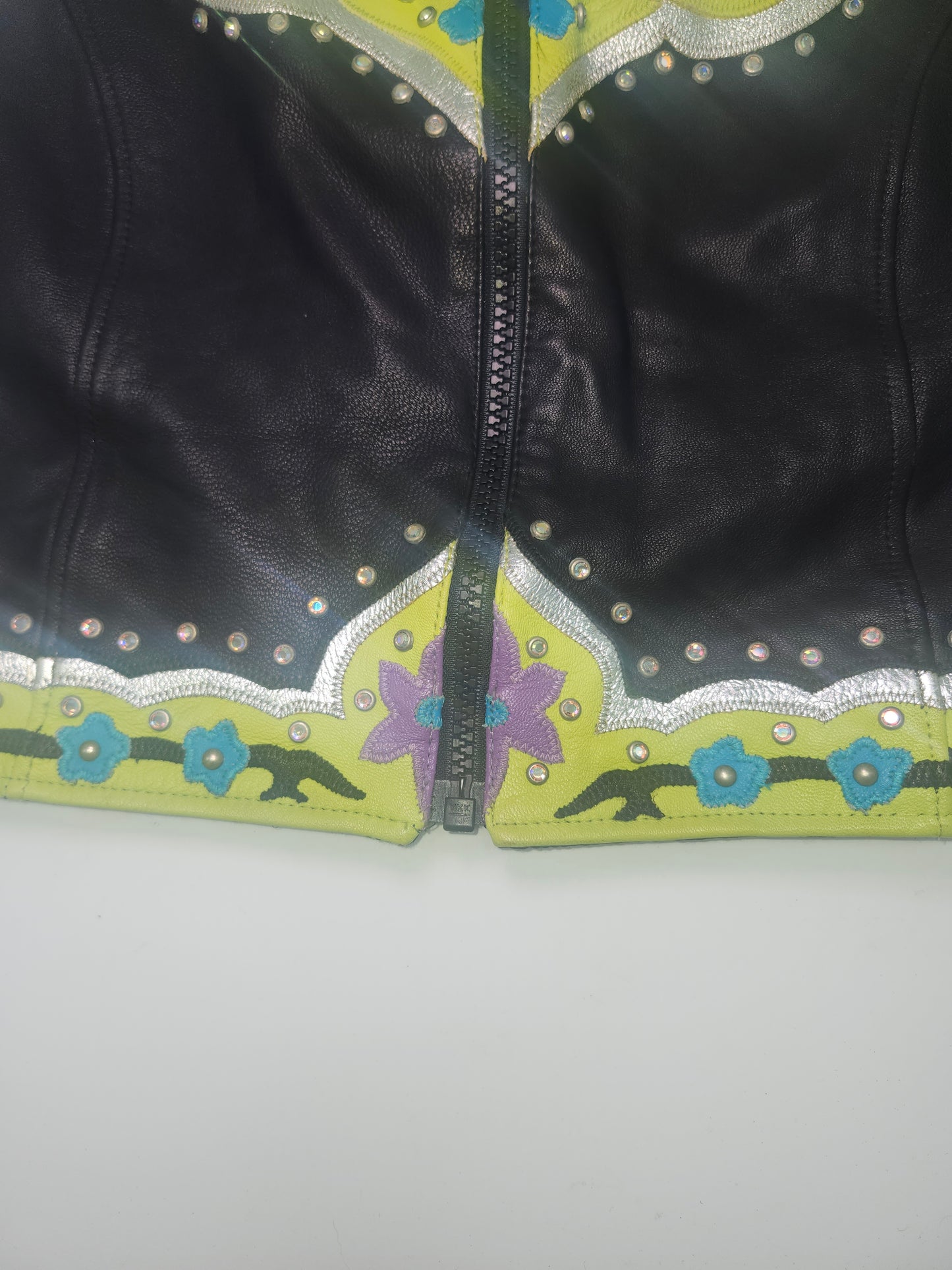 -Western Style- Neon 1980s Leather Vest