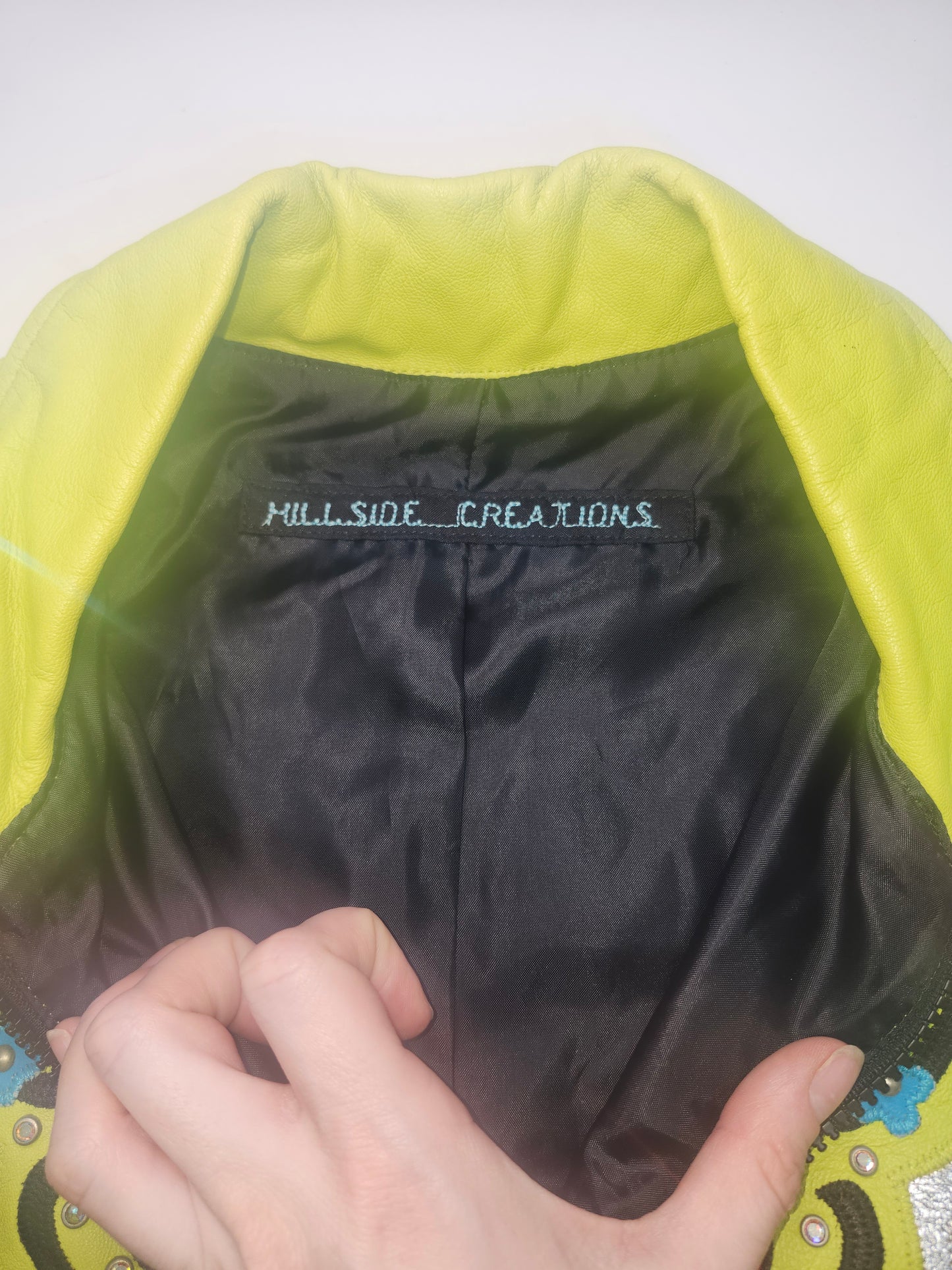 -Western Style- Neon 1980s Leather Vest