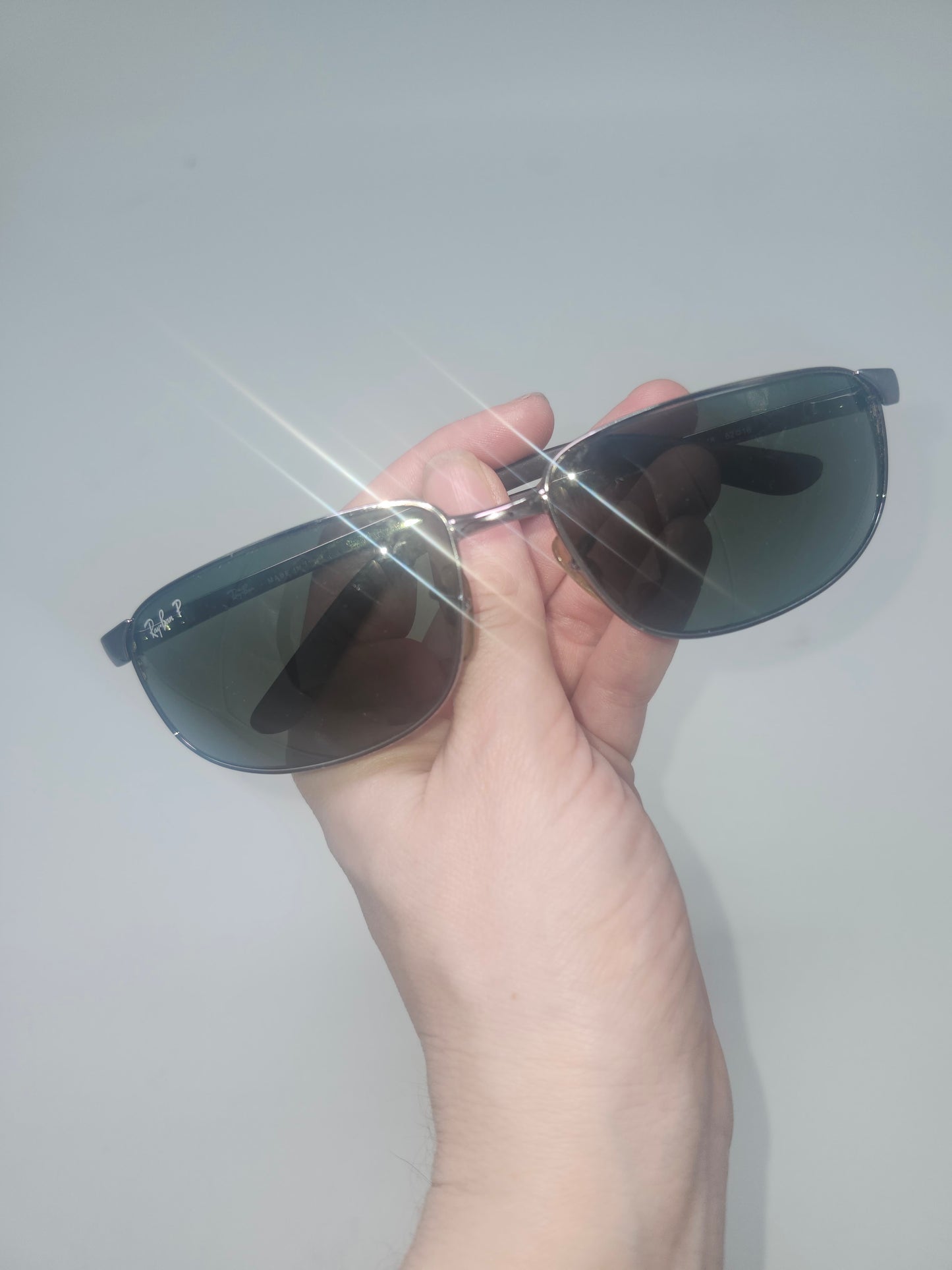 Ray Bans RB 3247 Polarized Oval Sunglasses in Gunmetal finish