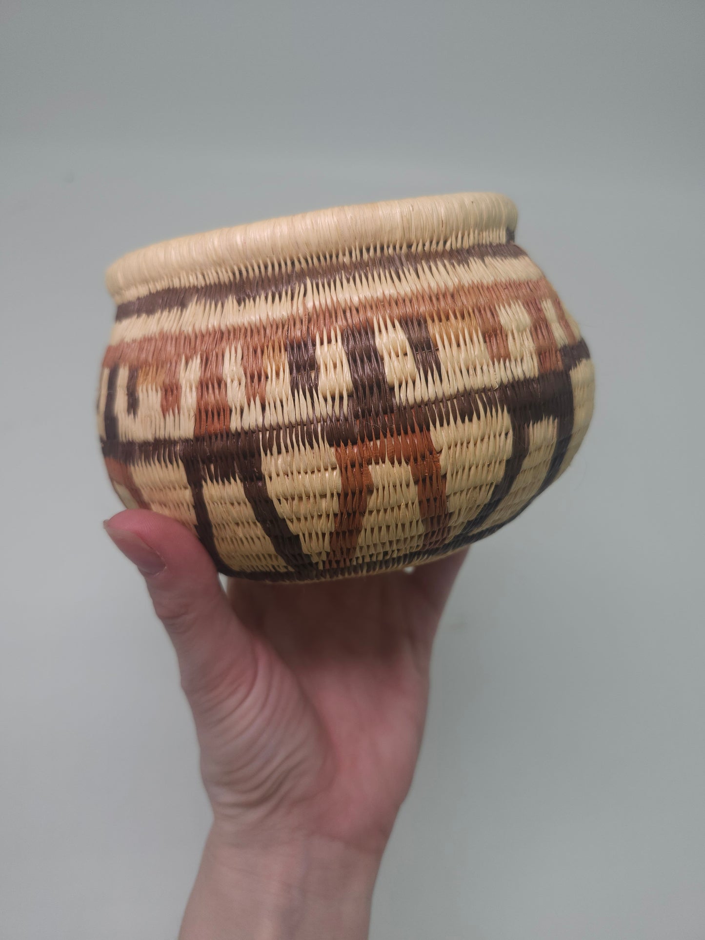 Native American Style Woven Tribal Print Basket