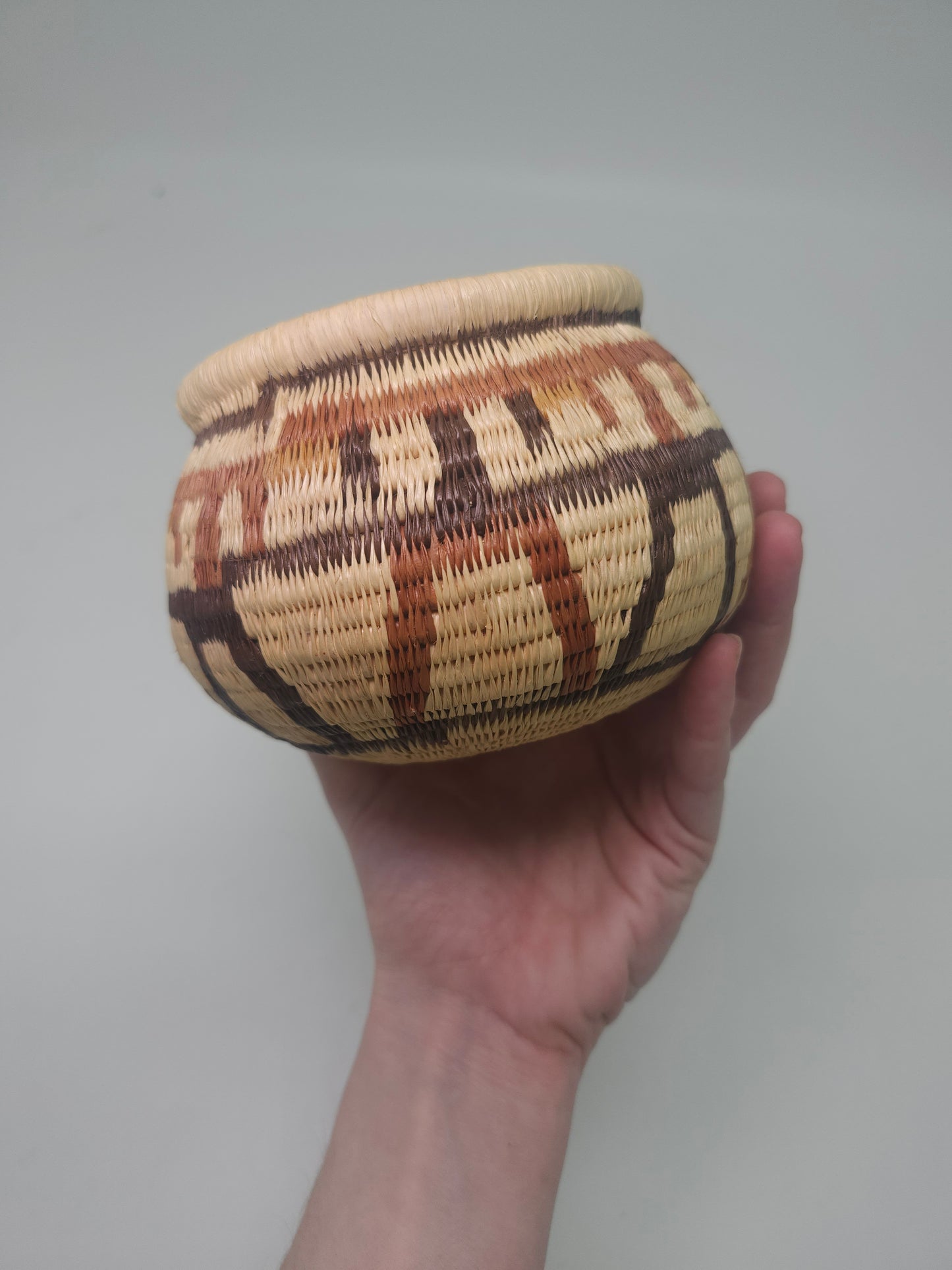 Native American Style Woven Tribal Print Basket