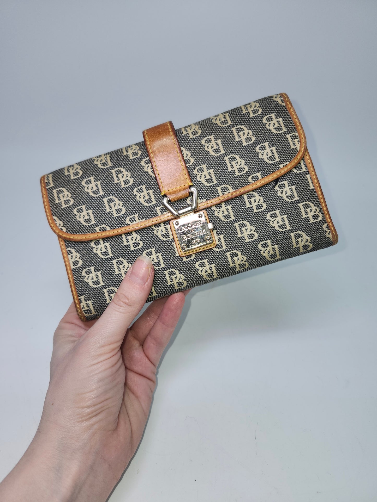 *Dooney & Bourke* Y2K Monogram Print Denim / Leather Wallet