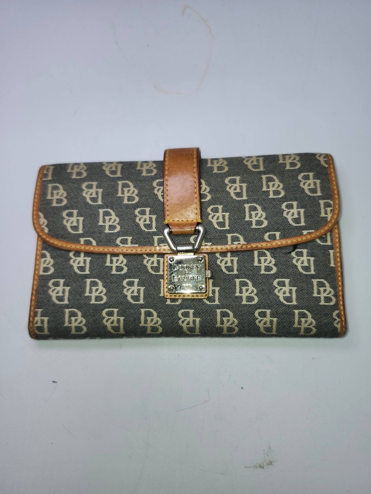 *Dooney & Bourke* Y2K Monogram Print Denim / Leather Wallet