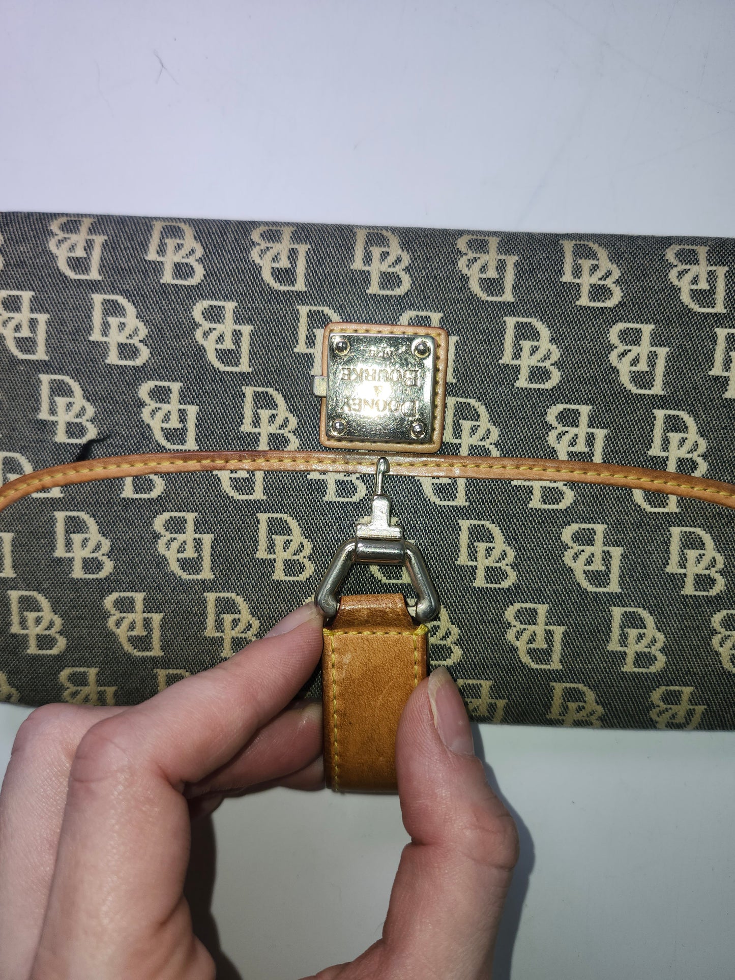 *Dooney & Bourke* Y2K Monogram Print Denim / Leather Wallet