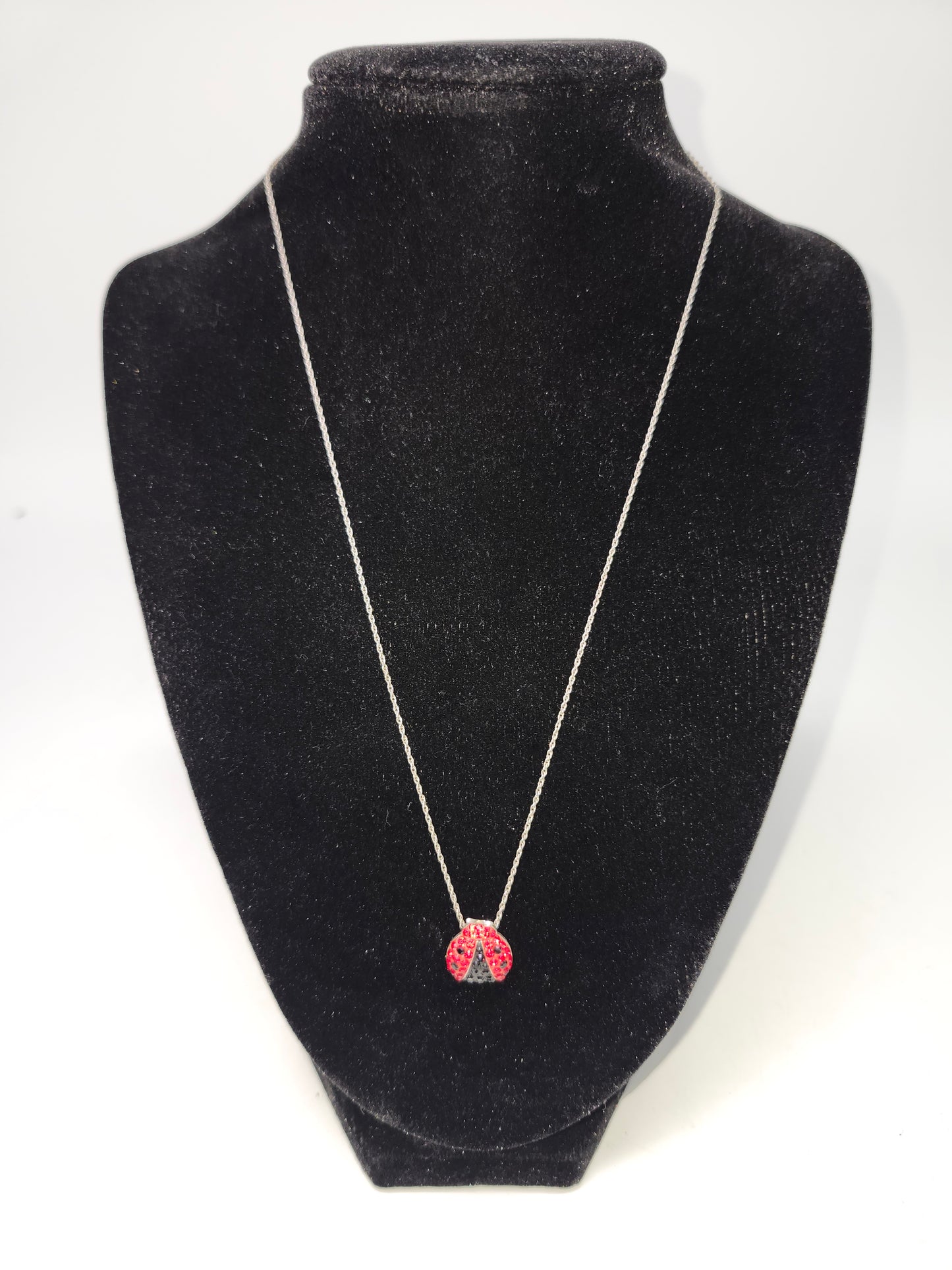 *925 Sterling* Ladybug Pendant with Twisted Chain Necklace