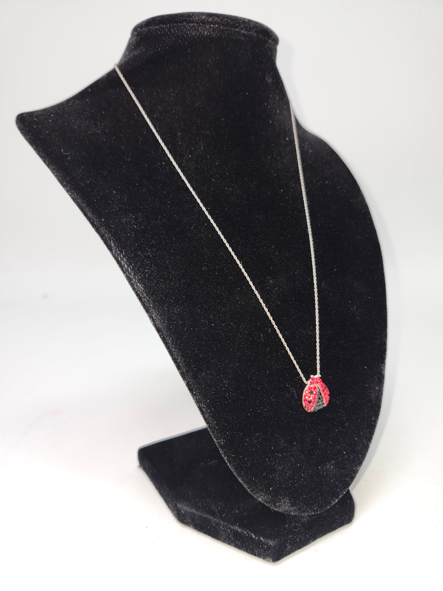 *925 Sterling* Ladybug Pendant with Twisted Chain Necklace
