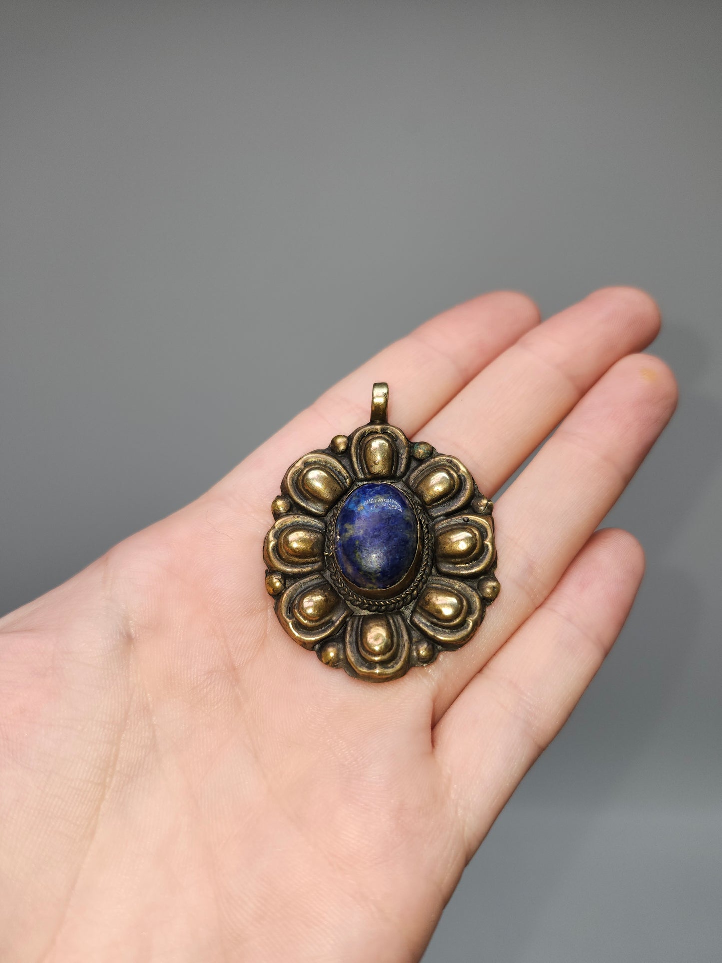 Brass & Lapis Lazuli Afghan Tribal Pendant