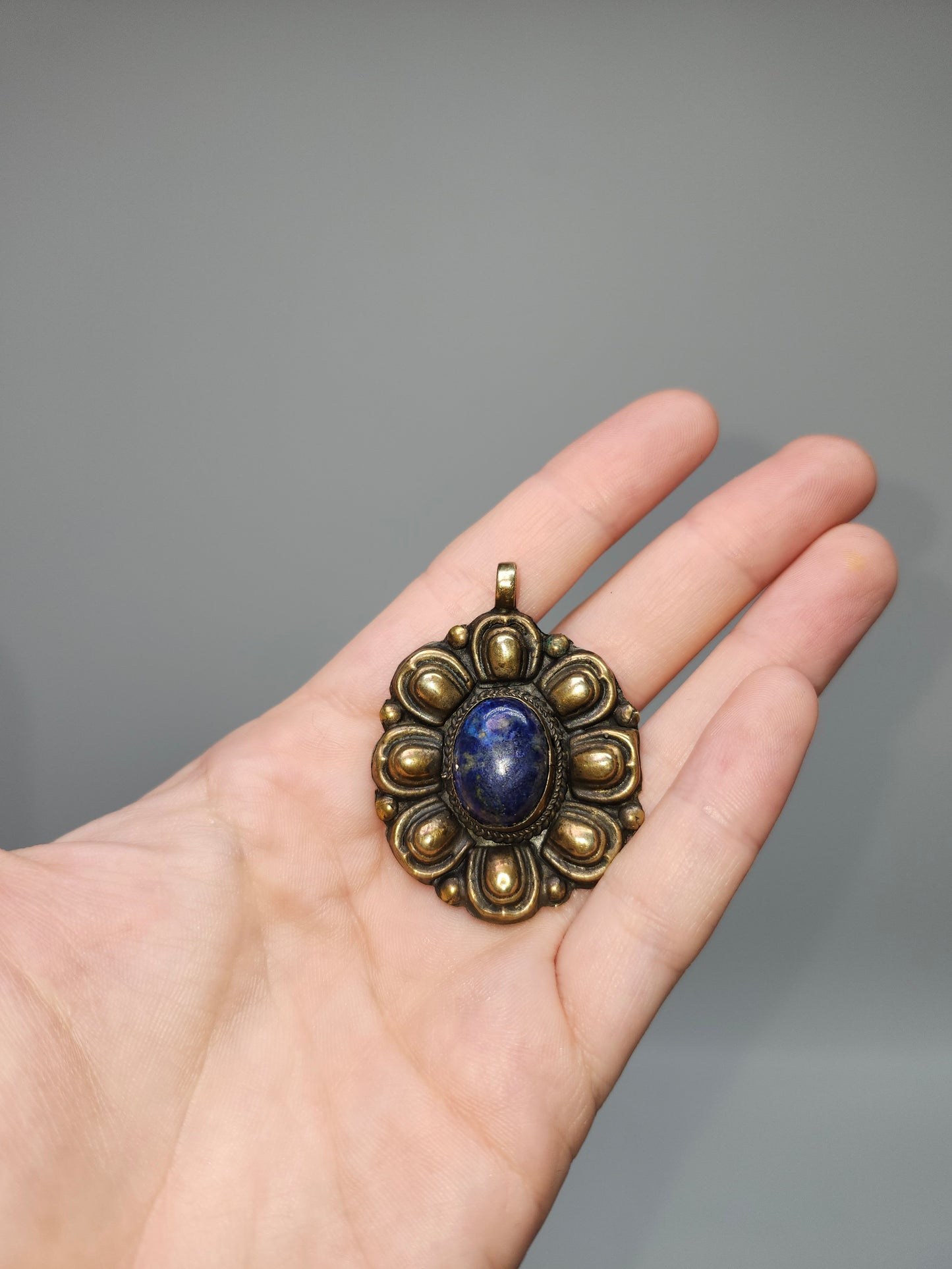 Brass & Lapis Lazuli Afghan Tribal Pendant