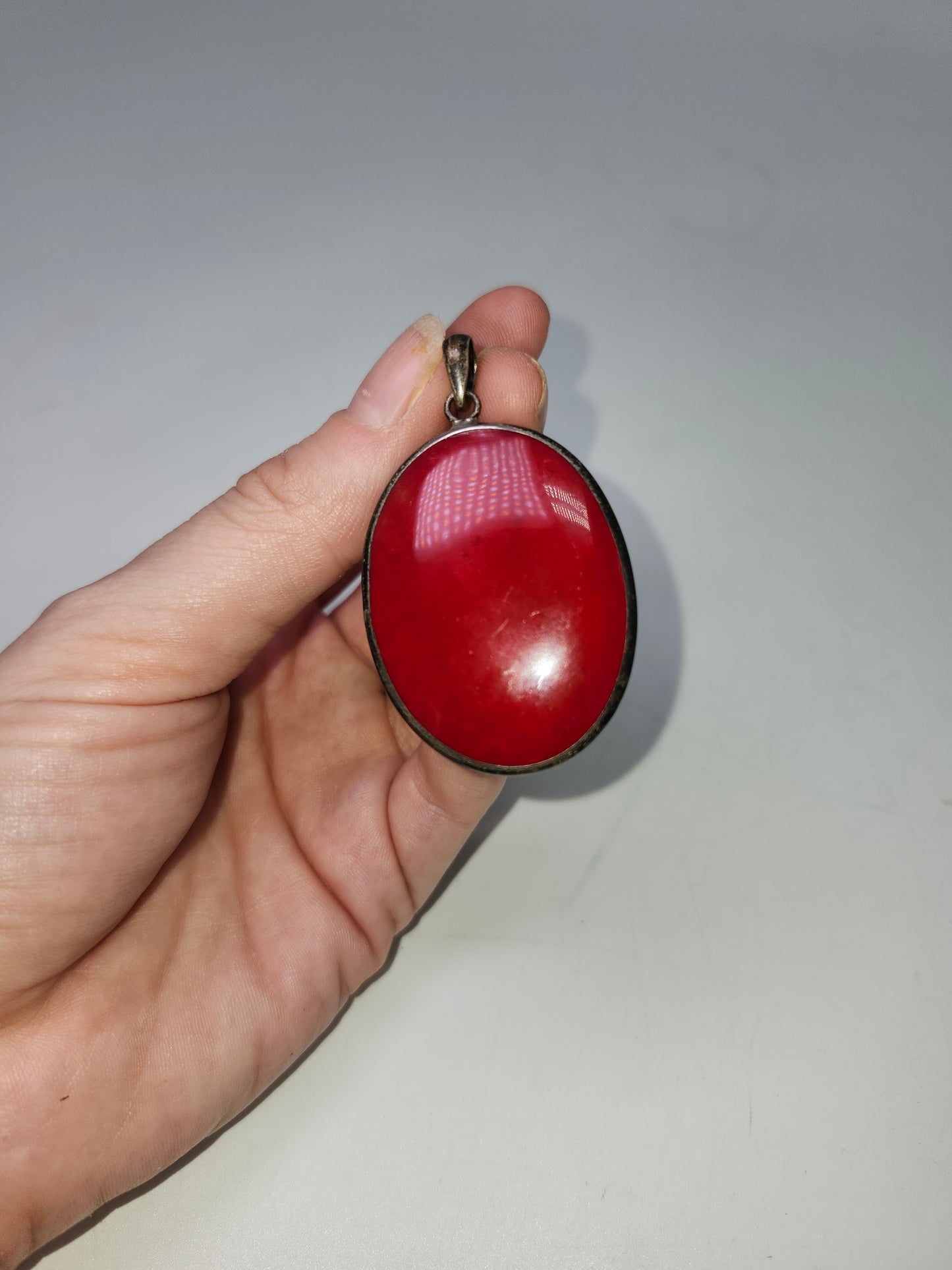 *925 Sterling* Abalone & Carnelian Pendant