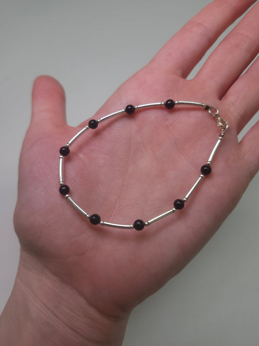 *925 Liquid Sterling* & Onyx Beaded Bracelet
