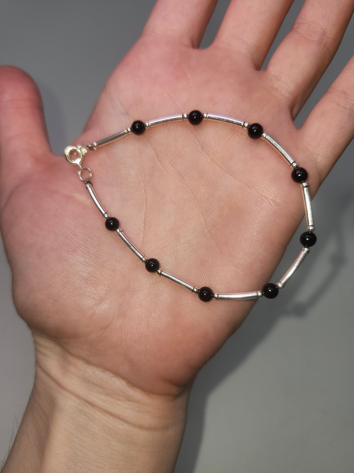 *925 Liquid Sterling* & Onyx Beaded Bracelet