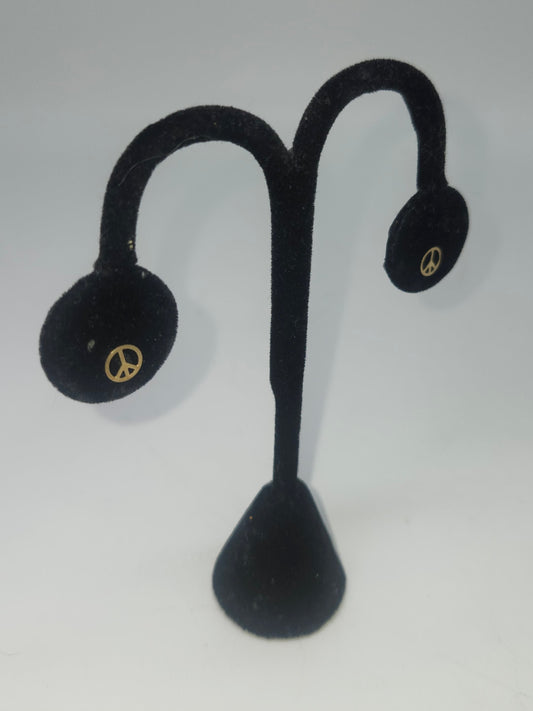 14K Gold Peace Sign Stud Earrings