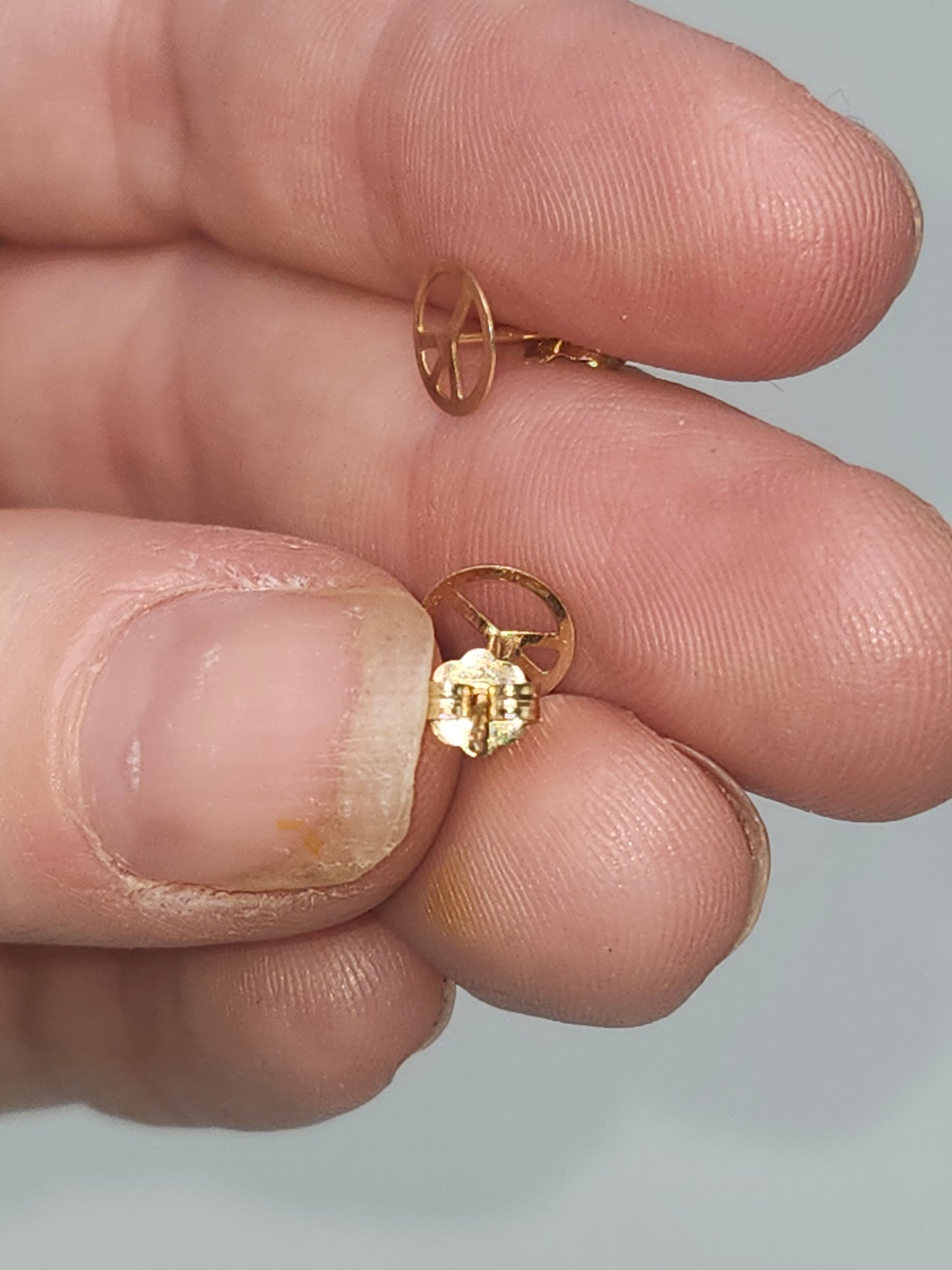 *14K Gold* Peace Sign Stud Earrings