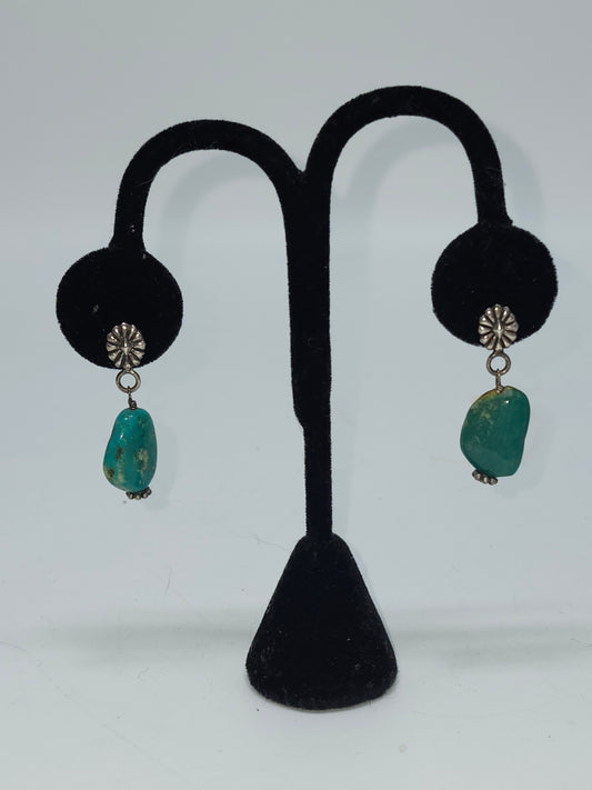 *925 Sterling & Turquoise* Nugget Peyote Bird Earrings