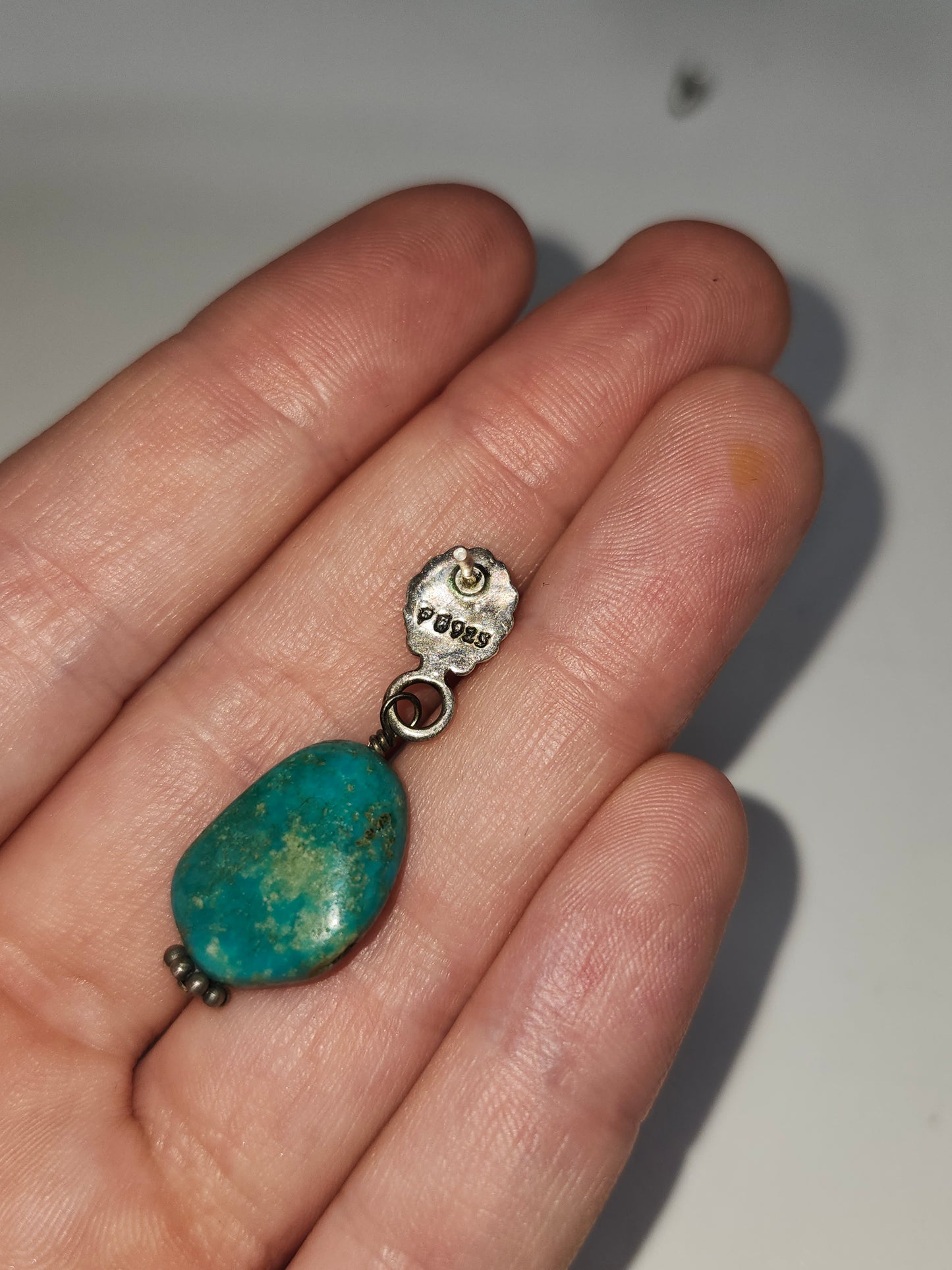 *925 Sterling & Turquoise* Nugget Peyote Bird Earrings