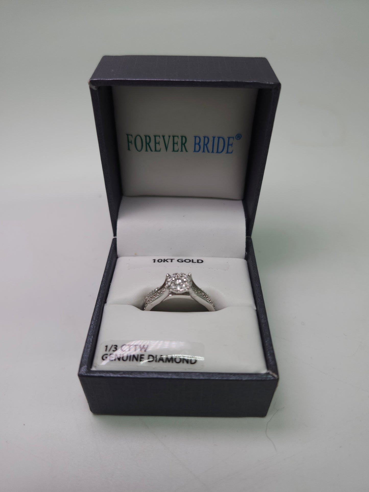 *10K White Gold* 1/3 CTTW Diamond Engagement Ring Set Size 7