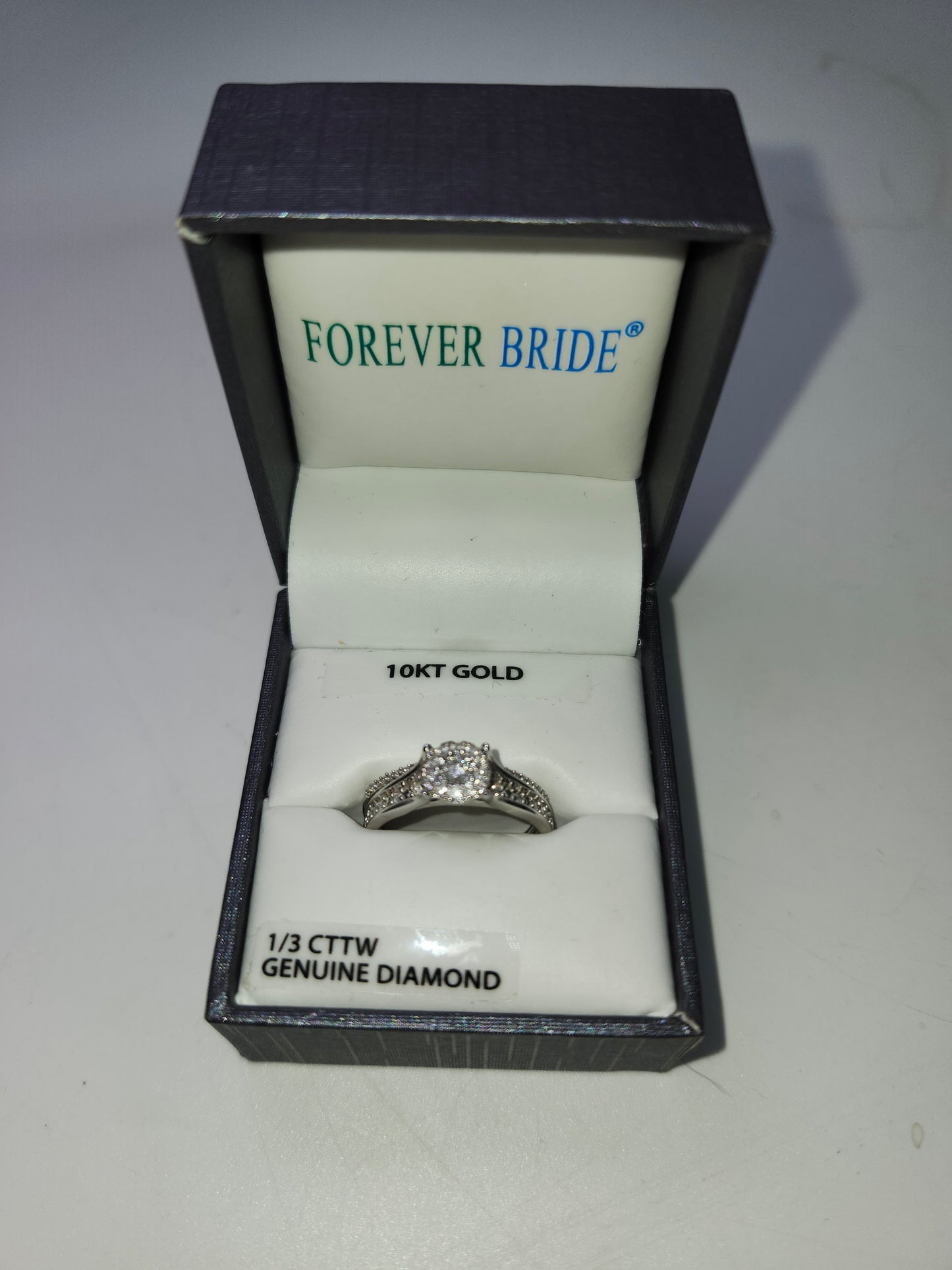 *10K White Gold* 1/3 CTTW Diamond Engagement Ring Set Size 7