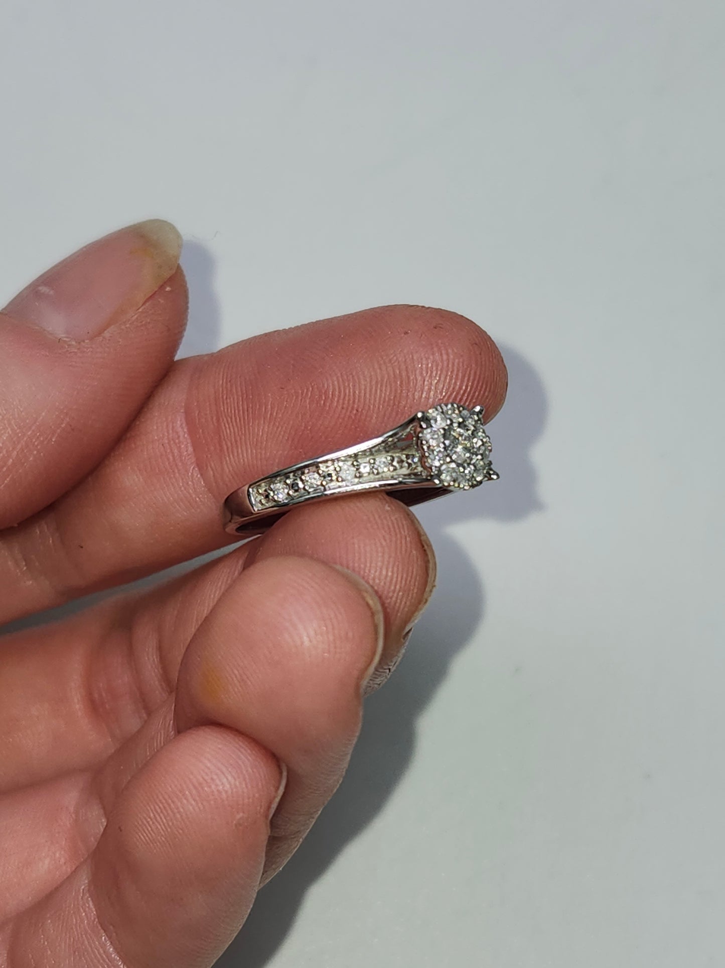 *10K White Gold* 1/3 CTTW Diamond Engagement Ring Set Size 7
