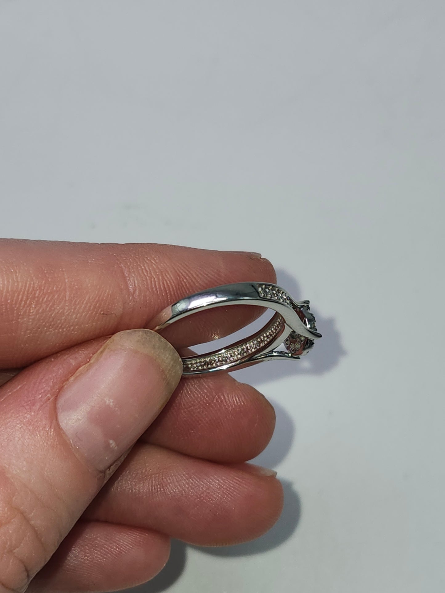 *10K White Gold* 1/3 CTTW Diamond Engagement Ring Set Size 7