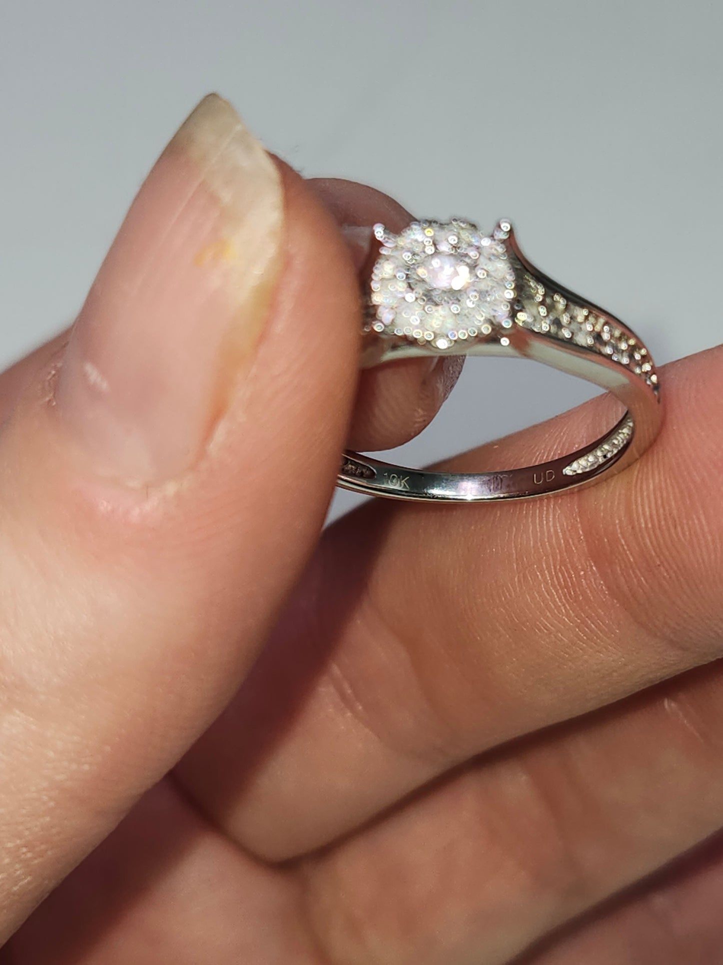 *10K White Gold* 1/3 CTTW Diamond Engagement Ring Set Size 7