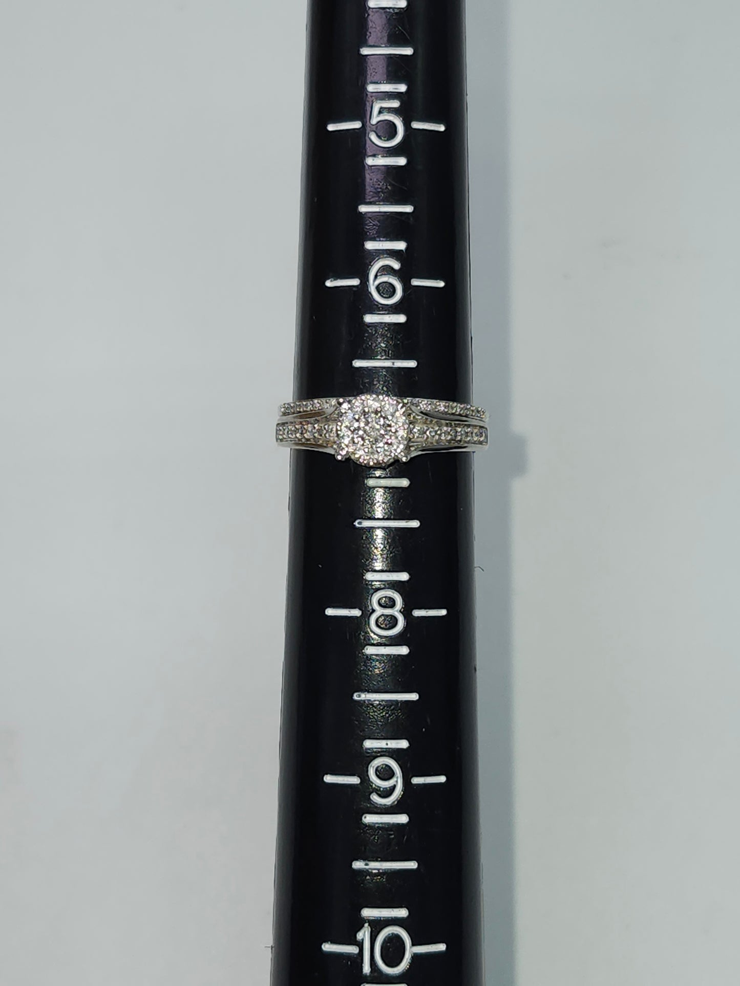 *10K White Gold* 1/3 CTTW Diamond Engagement Ring Set Size 7